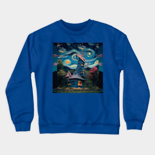 Starry Night Over The Burrow Crewneck Sweatshirt by Grassroots Green